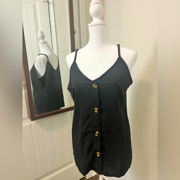 NWOT - BLENCOT Women's Button Down V Neck Strappy Tank Top - Picture 2 of 7